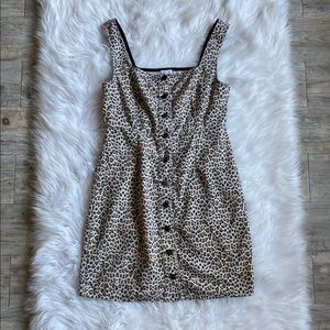Cheetah Print Square Neck Sleeveless Dress Sz M